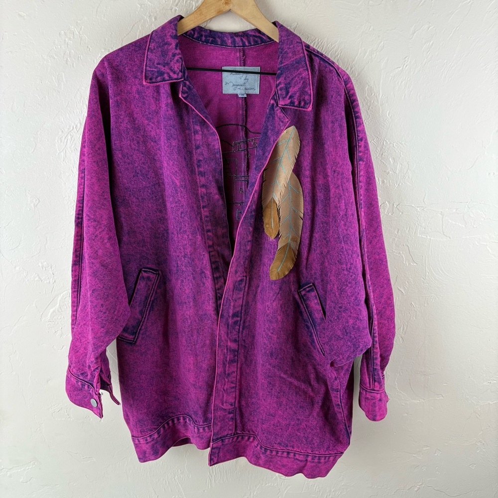 Denim Jean Jacket Pink Stonewashed Southwest Pueblo Taos Margaret Wasson Medium - Picture 6 of 13